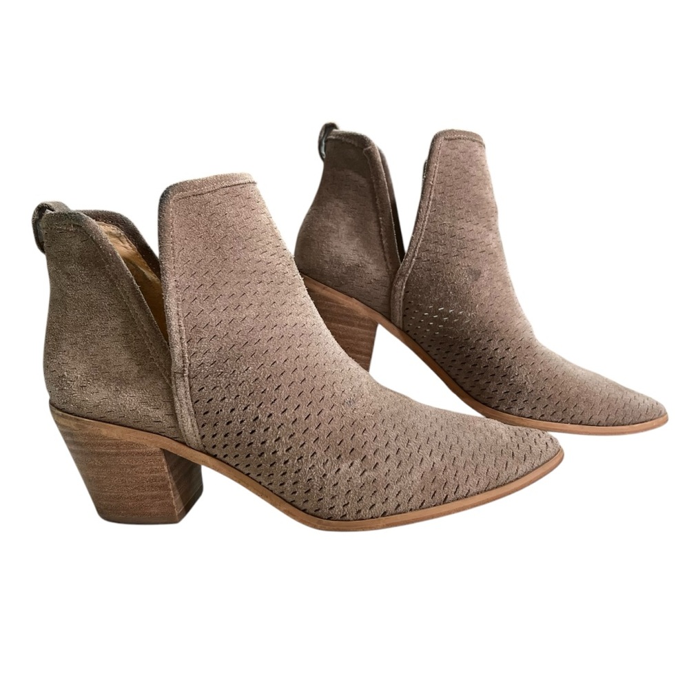 Lucky Brand Booties Suede Ankle Boot Boho Western Side Slits